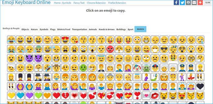 Сайт CoolSymbols emotion emoji